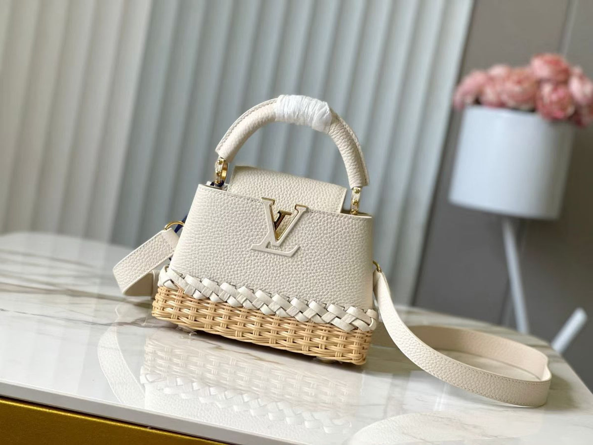 Louis Vuitton Wicker and Leather Handbag