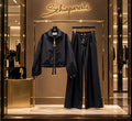 Schiaparelli Gold Hardware Zip Jacket and Wide-Leg Pants Tracksuit Set