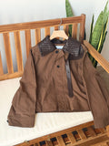 Bottega Veneta Crop Jacket with Contrast Woven Leather Collar