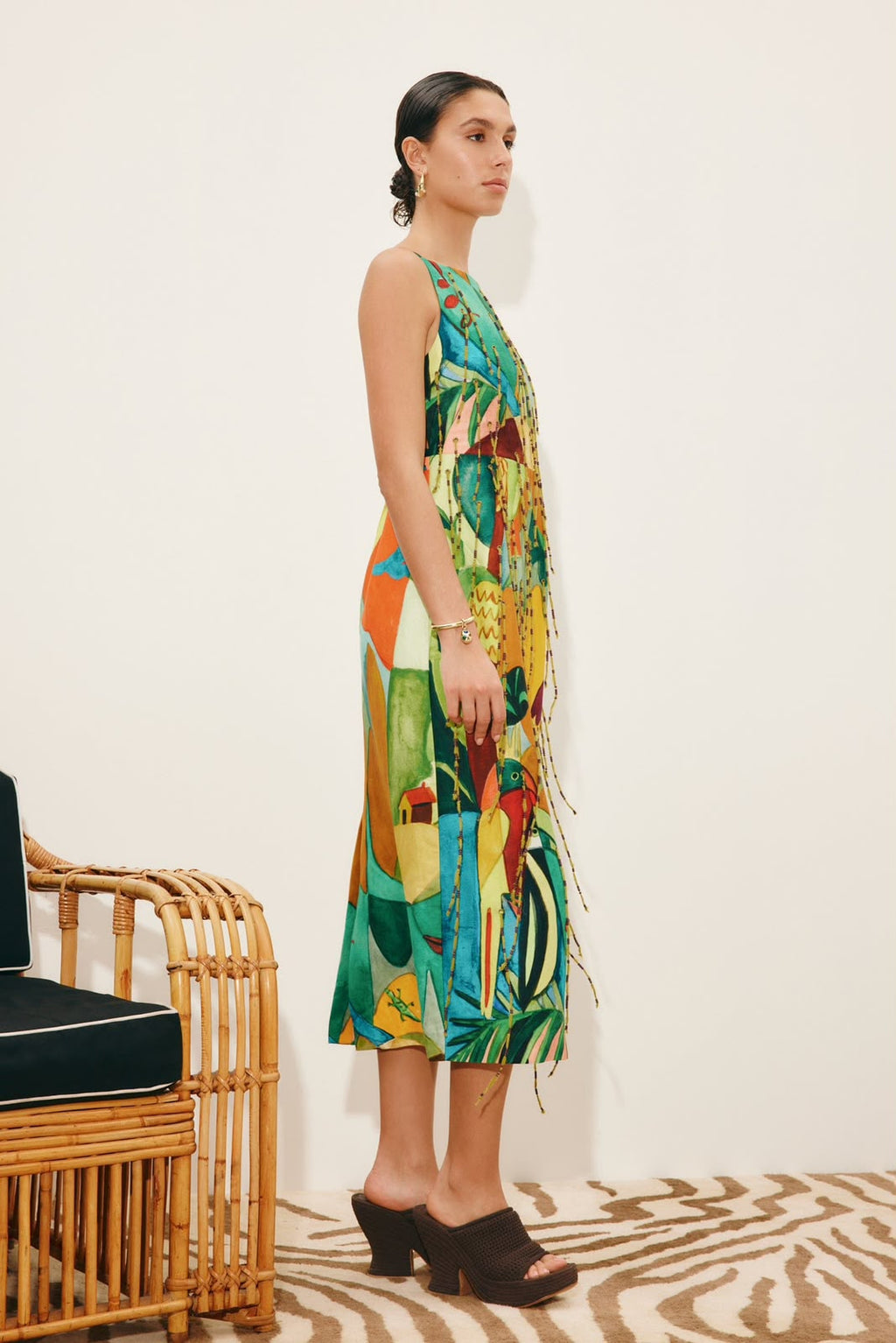 ALEMAIS Multi-Color Abstract Print Midi Dress
