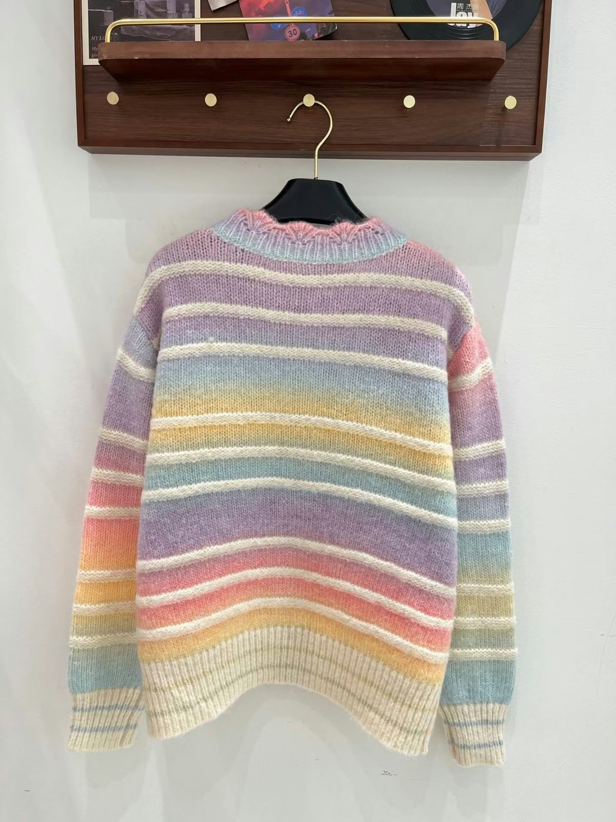Chanel Pastel Rainbow Striped Knit CC Logo Cardigan