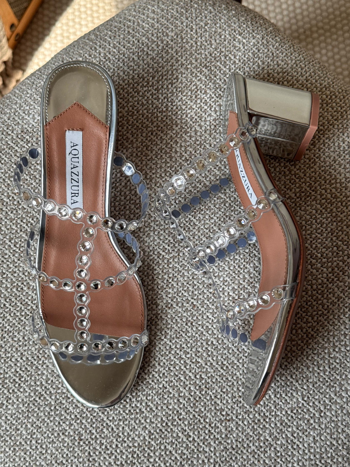 Aquazzura Crystal-Embellished Scalloped Strap