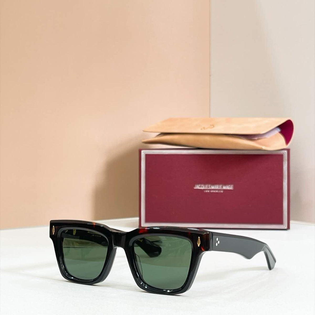 Jacques Marie Mage Bold Square Green Lens Sunglasses