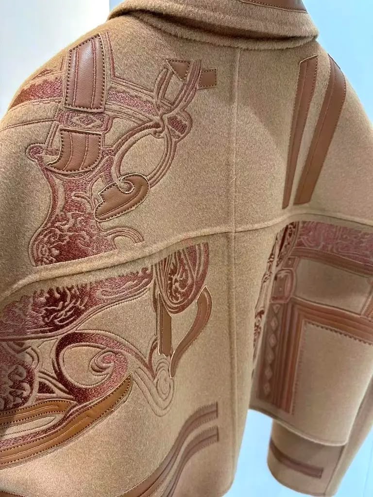 Hermès Printed Silk-Lined Wool/Cashmere Zip Jacket