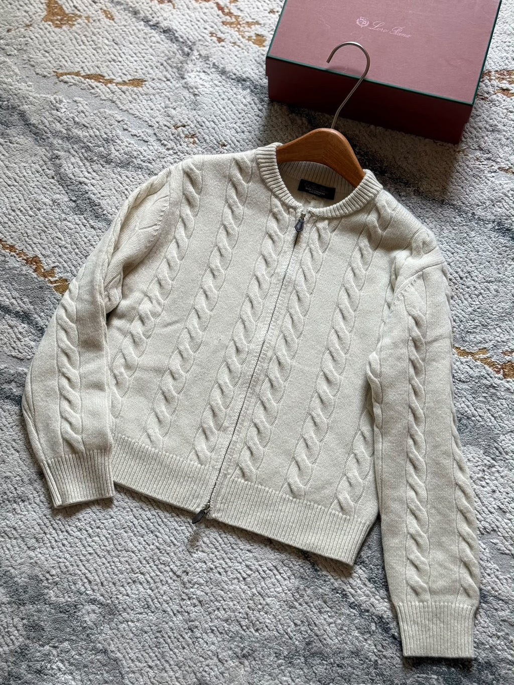 Loro Piana Cable-Knit Zip-Up Cashmere Cardigan Collection