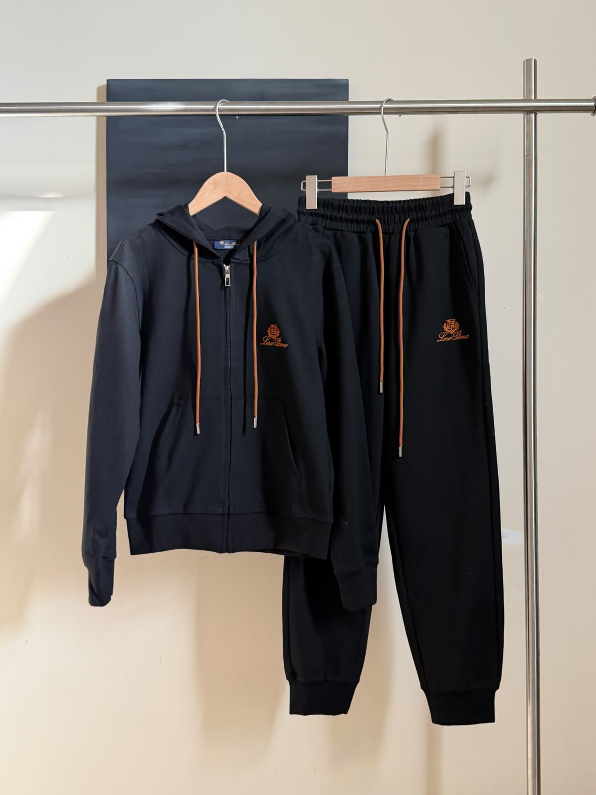 Loro Piana Embroidered Logo Zip-Up Hoodie and Jogger Pants Tracksuit Set