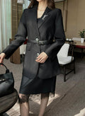 Saint Laurent Tailored Belted Blazer Jacket with YSL Brooch