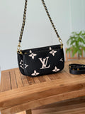 Louis Vuitton Multi Pochette Accessoires Monogram Empreinte Black Beige