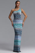 MISSONI Chevron One-Shoulder Maxi Dress