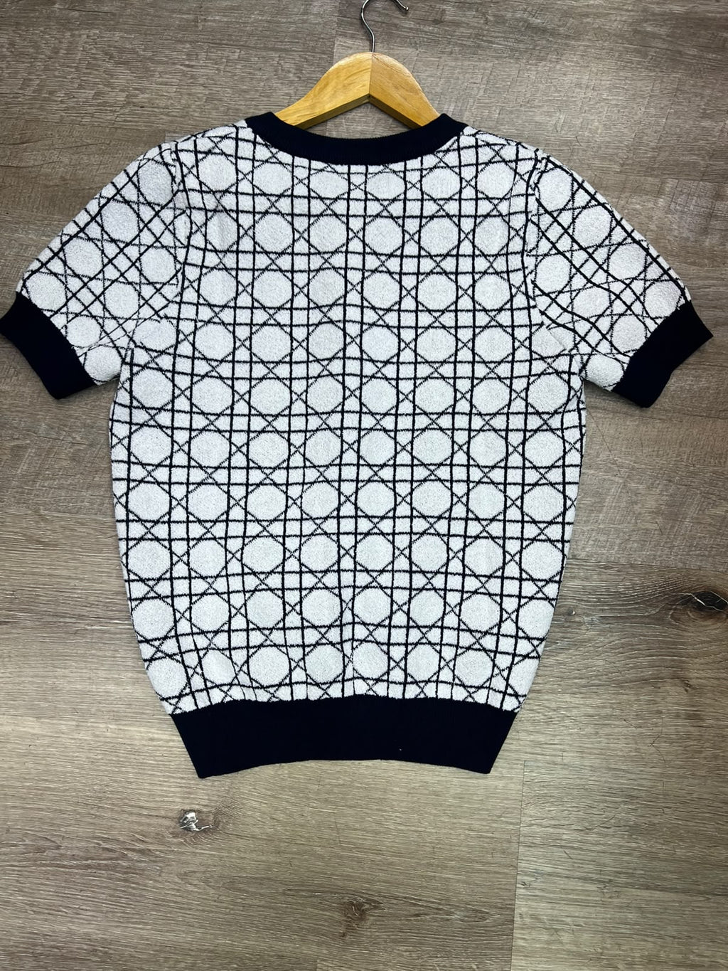 Dior Cannage Jacquard Short-Sleeved V-Neck Sweater