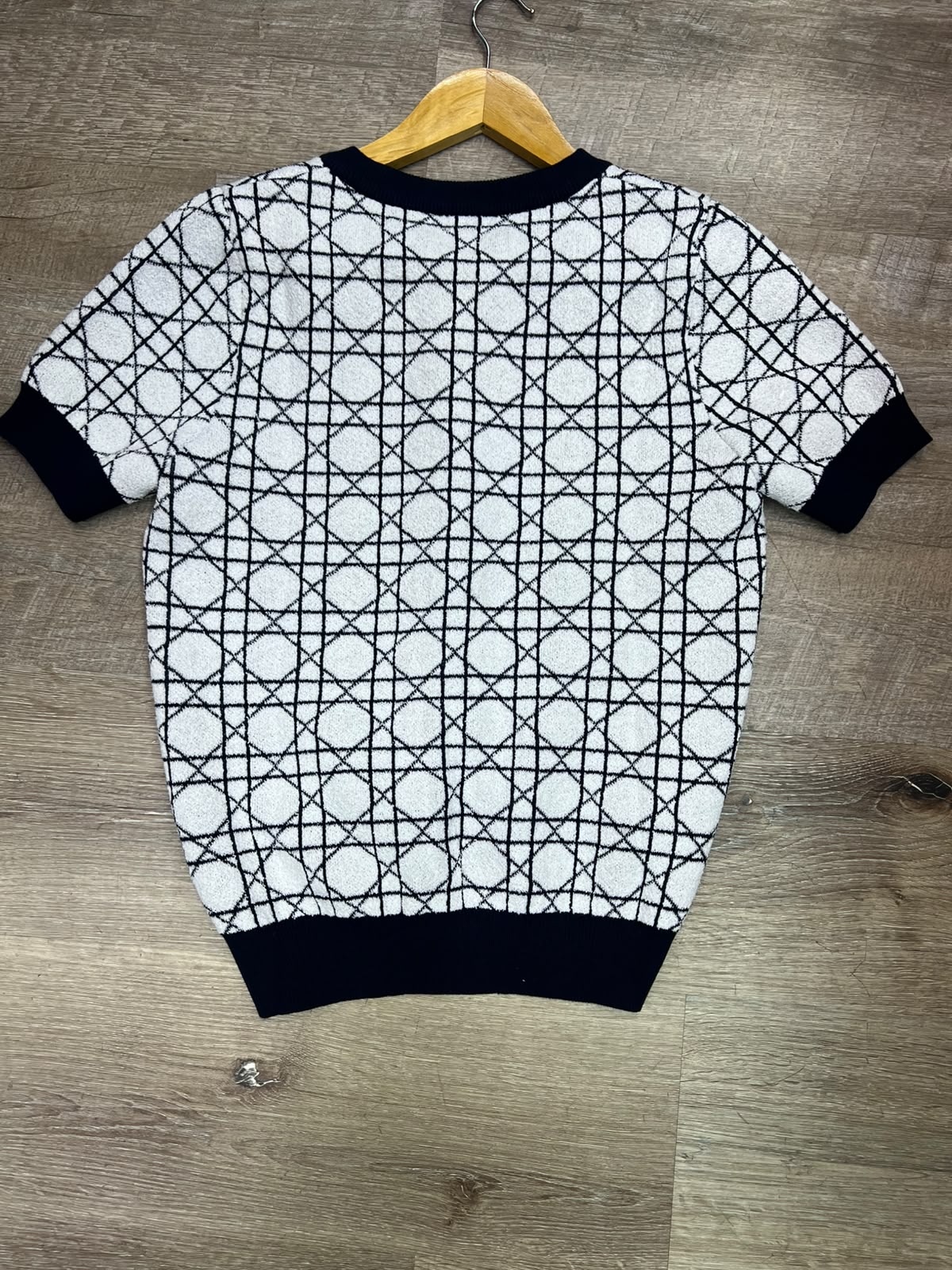 Dior Cannage Jacquard Short-Sleeved V-Neck Sweater