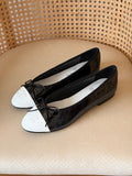 Chanel Two-Tone Patent Leather Ballet Flats with Bow & CC Logo