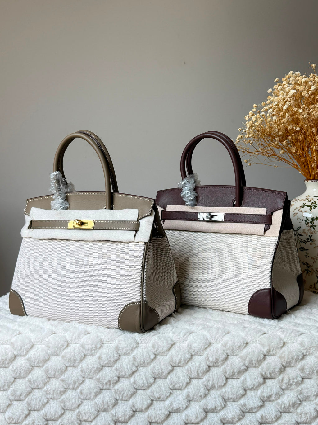 Hermès Birkin Canvas and Leather Trim Bag / 30 CM