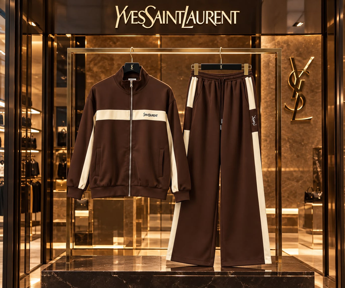 Saint Laurent Contrast Stripe Track Jacket and Pants Set