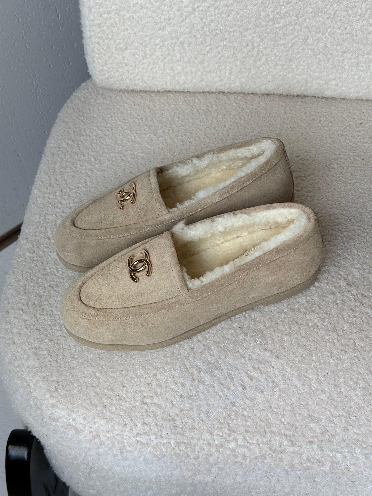 CHANEL Fleece-Lined Loafer Flats