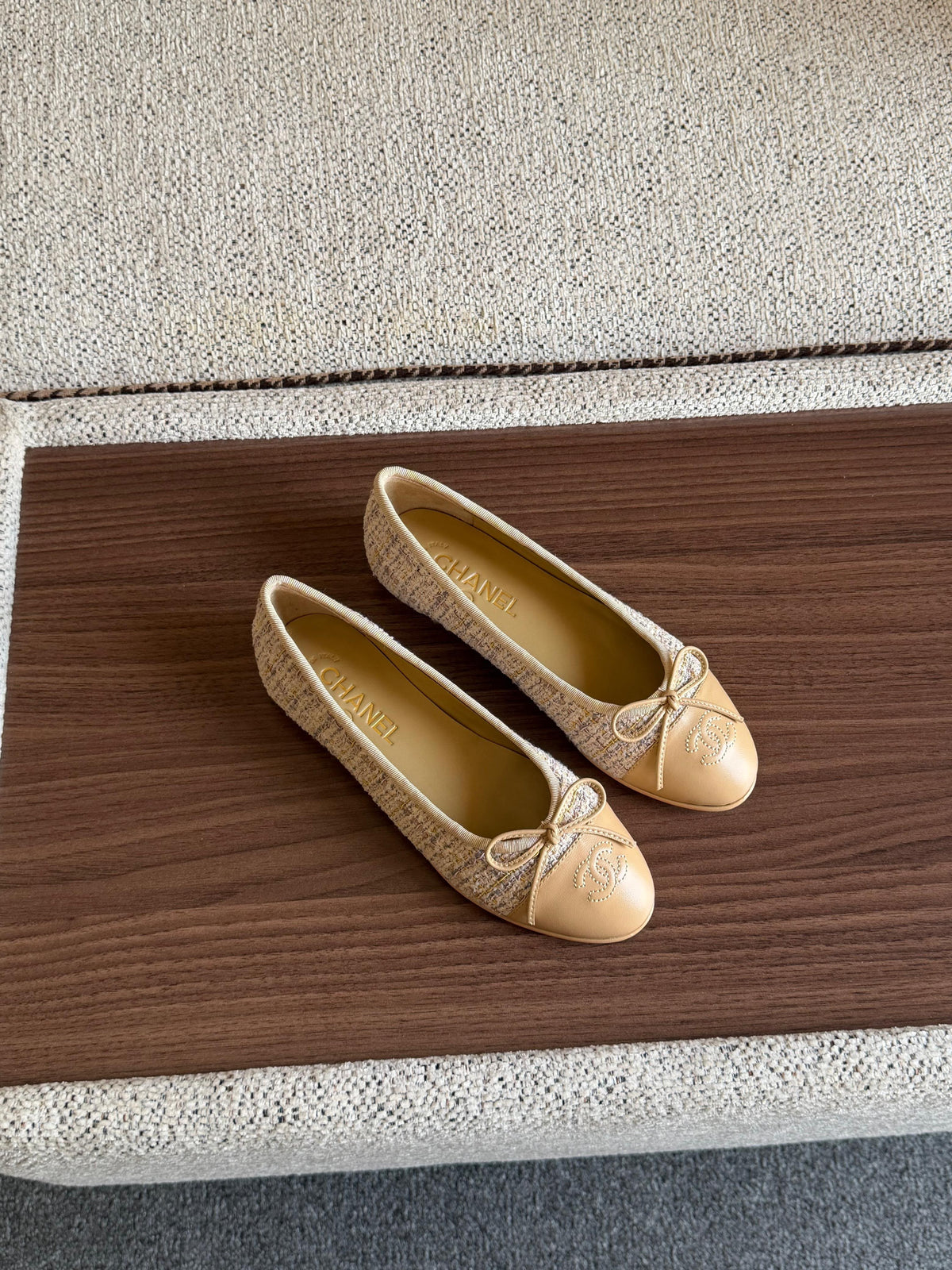 Chanel Quilted Leather Bow Ballet Flats