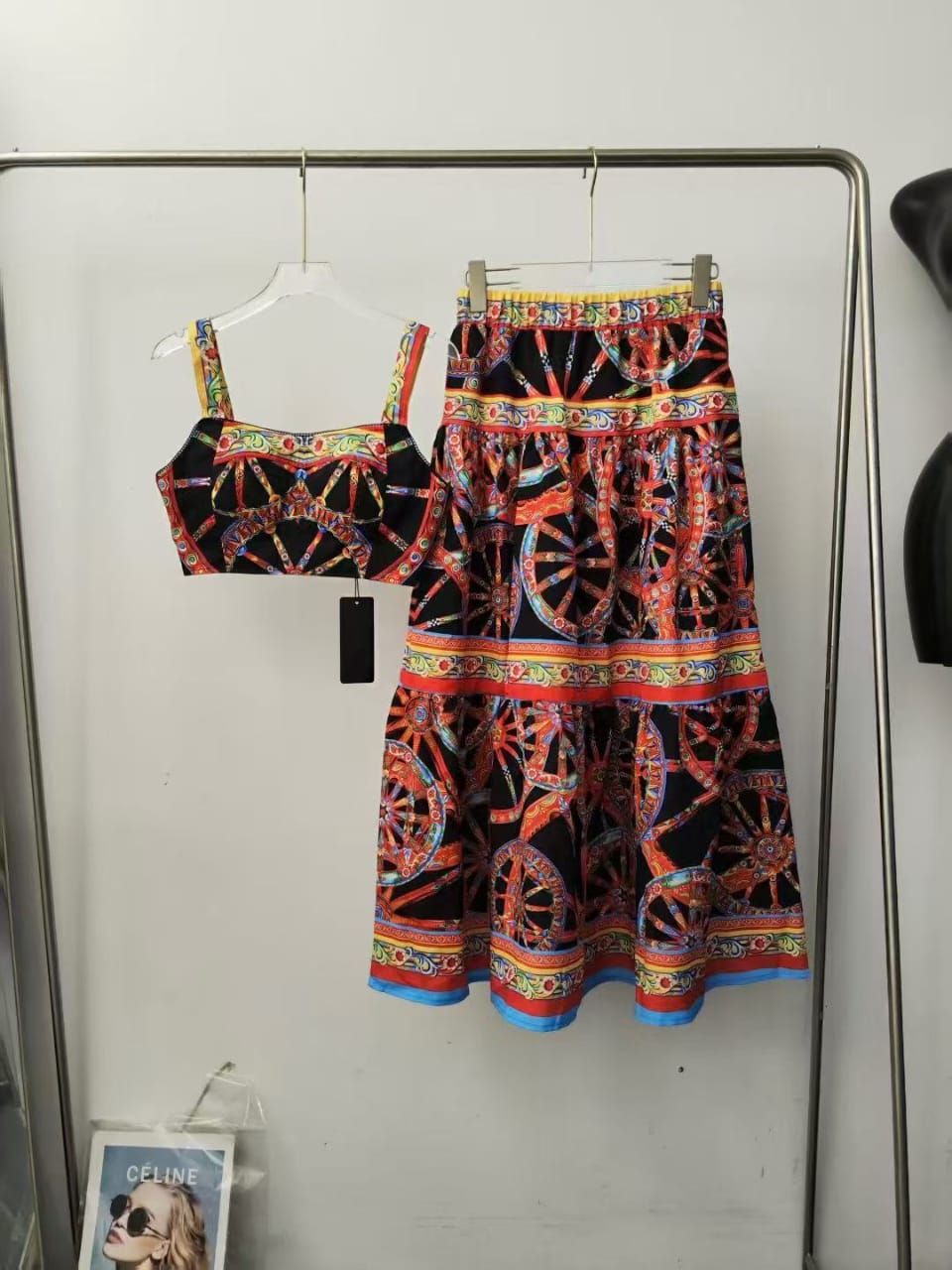 DOLCE & GABBANA Printed Crop Top and Maxi Skirt Set