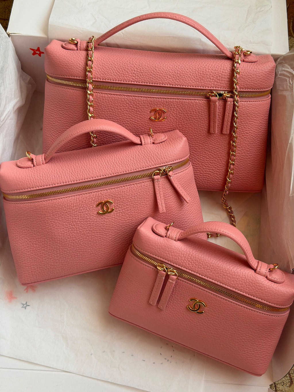 Chanel Pink Caviar Vanity Case with