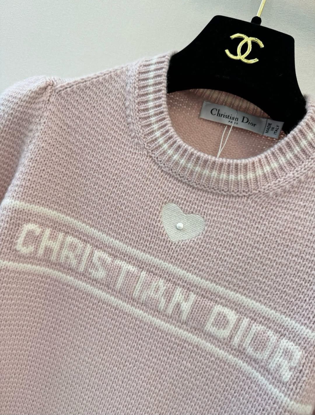 Christian Dior Short-Sleeved Pink Knit Sweater