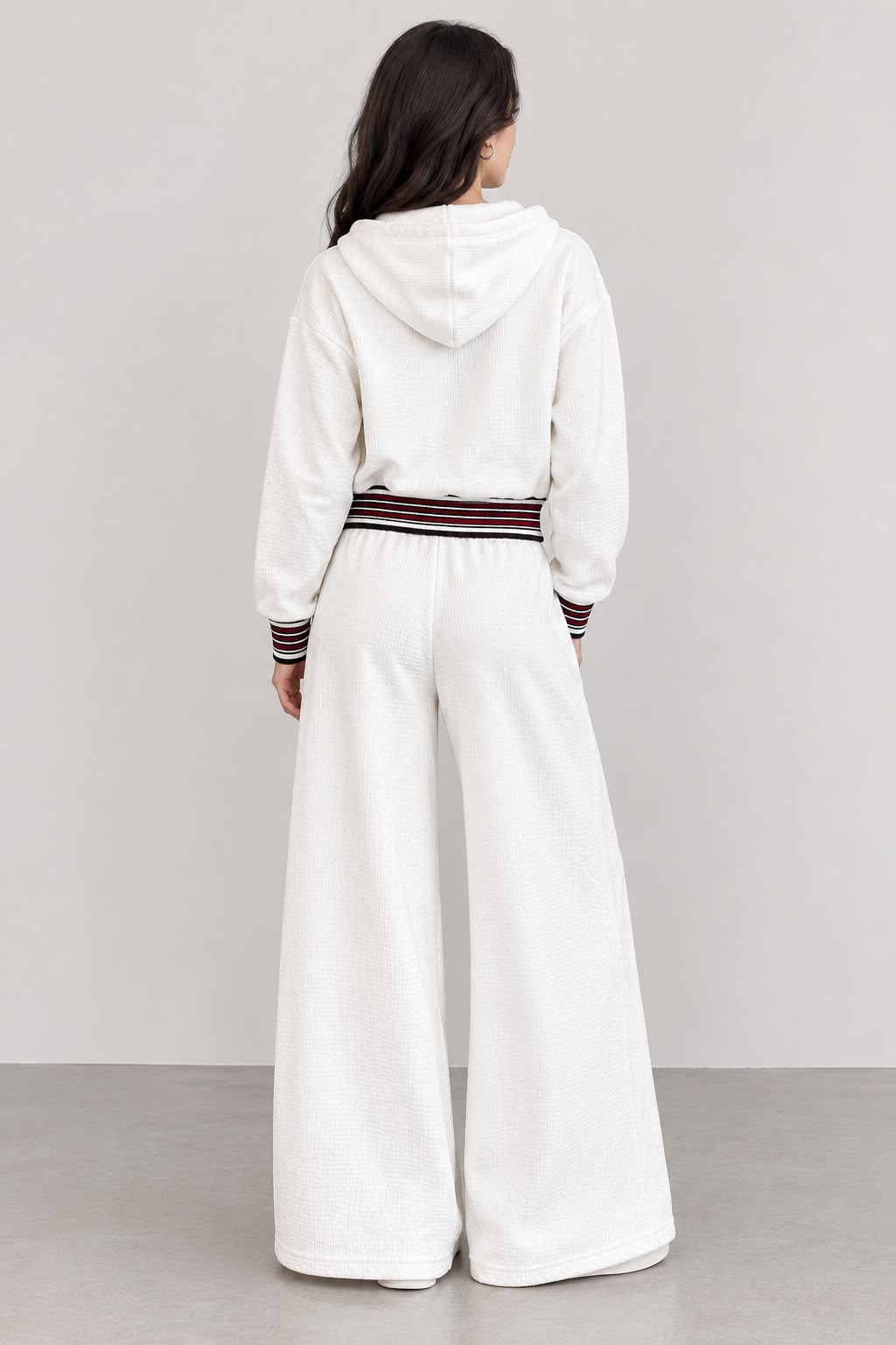 Celine Triomphe Striped Trim Zip Hoodie and Wide