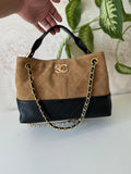Chanel Quilted Suede and Leather Two-Tone Bag