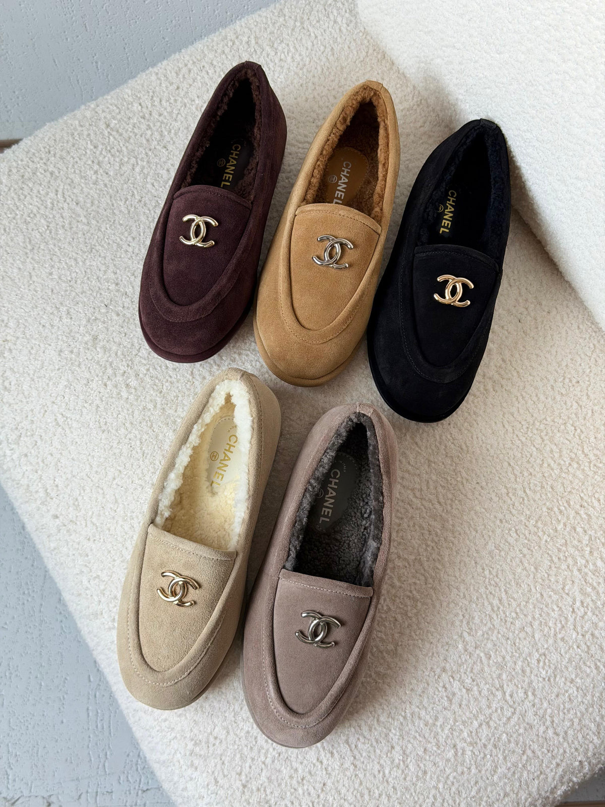 CHANEL Fleece-Lined Loafer Flats