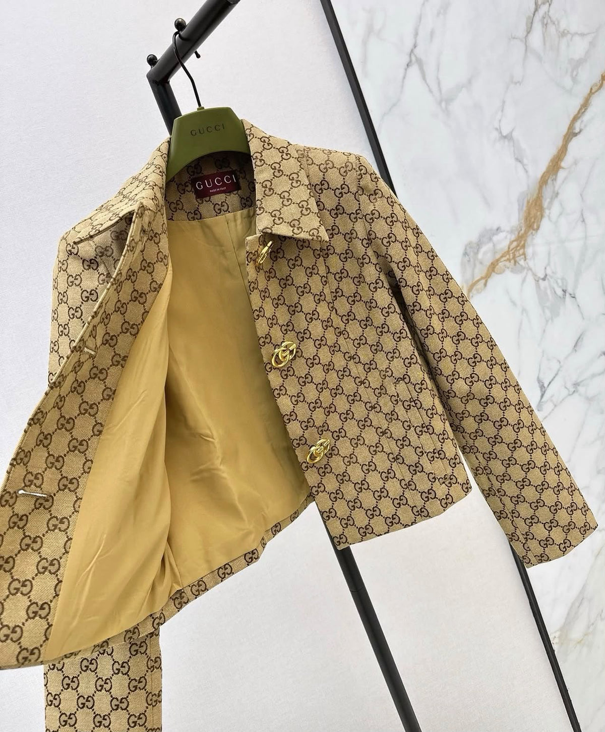Gucci GG Supreme Canvas Horsebit Detail Single-Breasted Jacket