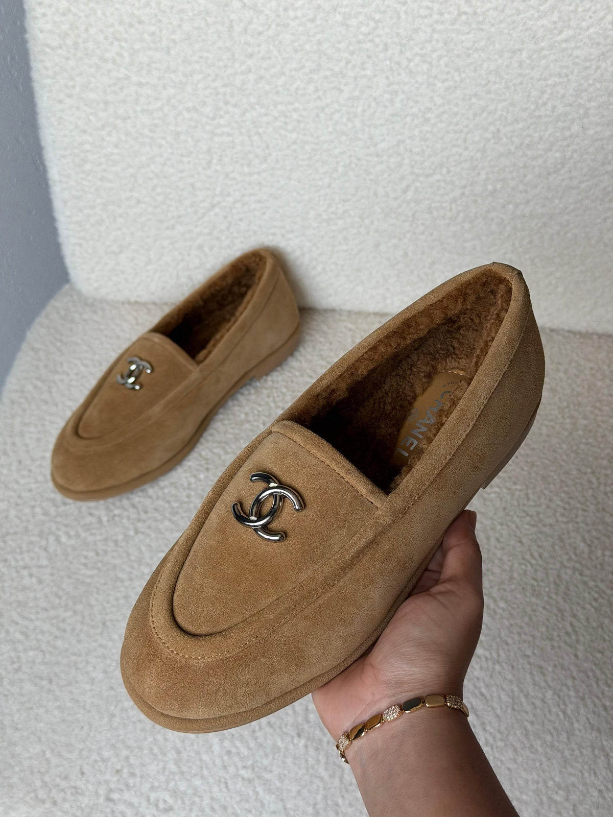 CHANEL Fleece-Lined Loafer Flats