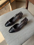 Chanel Two-Tone Leather Slingback Pumps with Contrast Cap-Toe