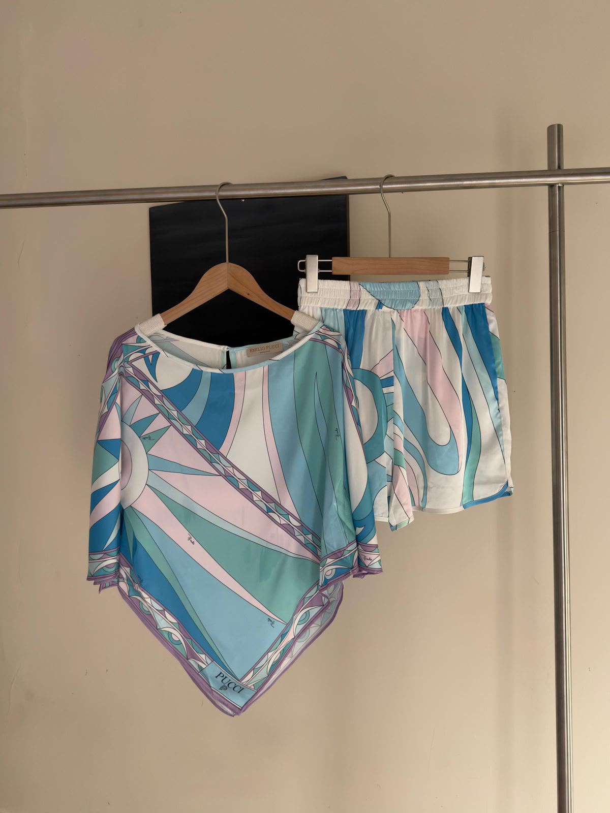 Pucci Marmo Print Silk Top & Shorts Set