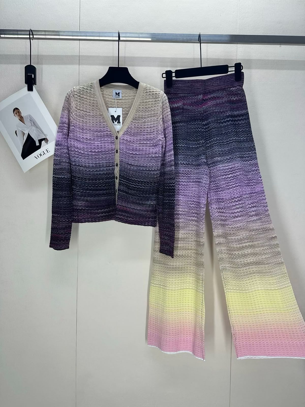 Missoni Gradient Zigzag Knit Cardigan and Pants Set