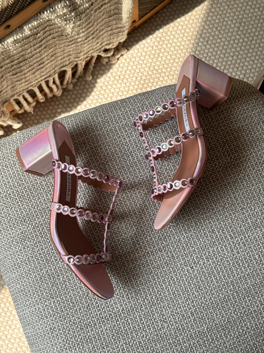 Aquazzura Crystal-Embellished Scalloped Strap