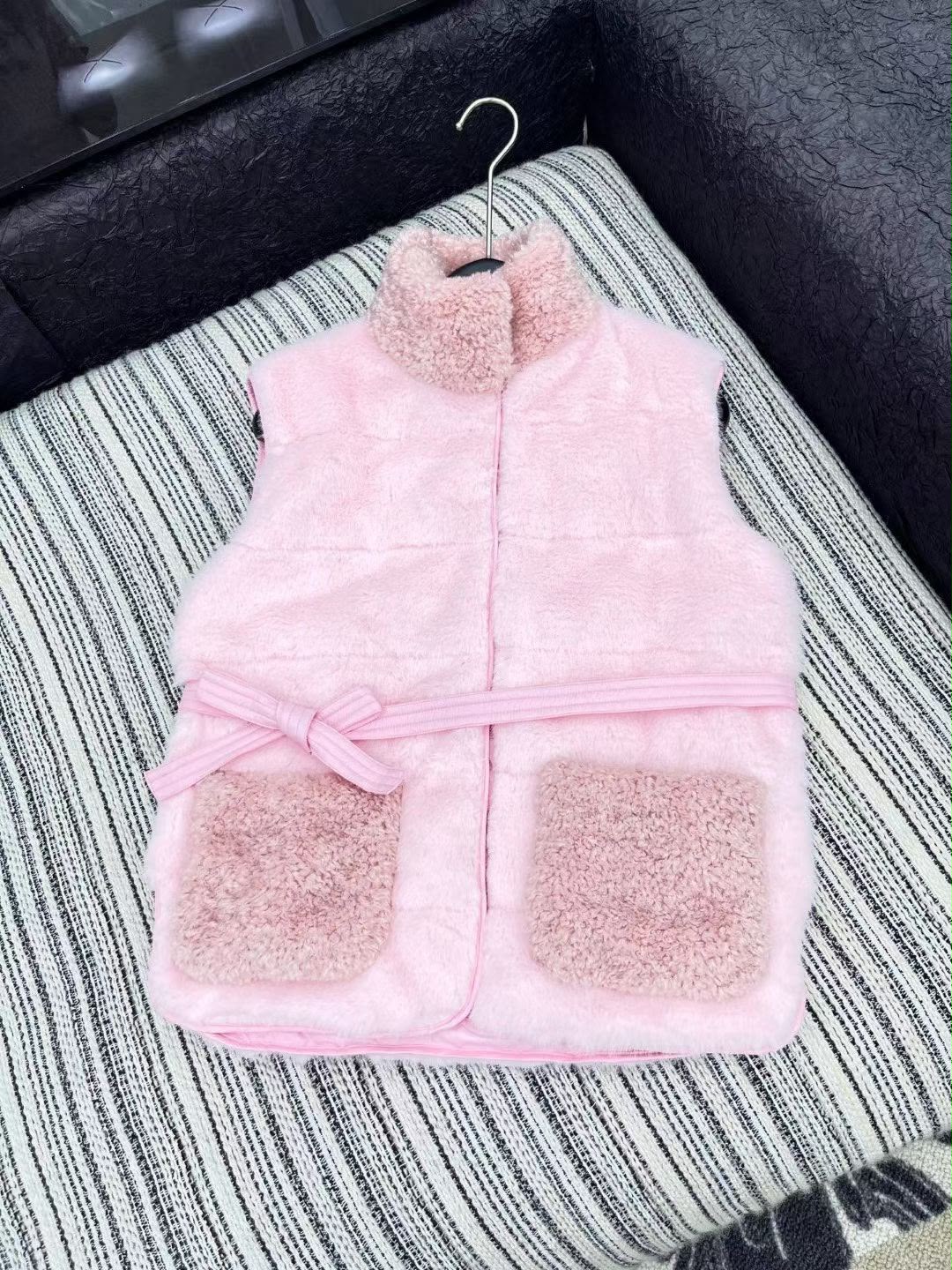 Moncler Sherpa/Fleece Puffer Vest with Belt