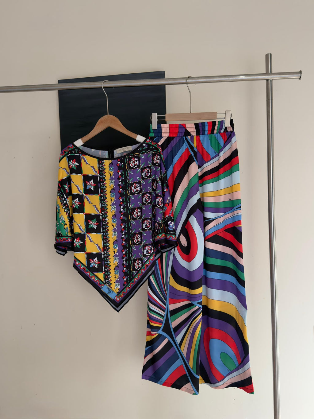 Pucci Printed Silk Poncho Top & Trousers Set