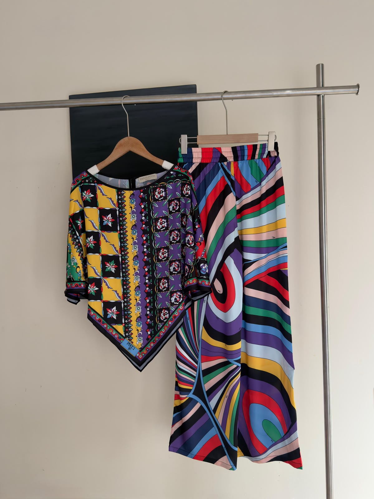 Pucci Printed Silk Poncho Top & Trousers Set