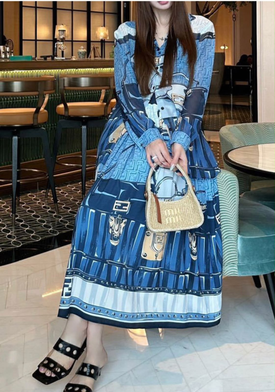 Fendi FF Logo and Belt Print Shirt and Skirt Set