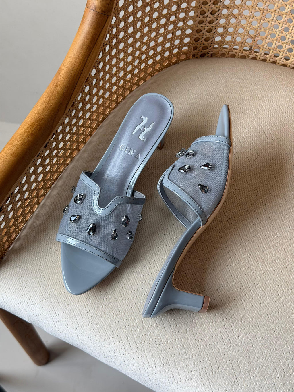 Gina Embellished Mid-Heel Mule