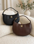 Chanel Grained Leather Crescent Hobo Shoulder Bag
