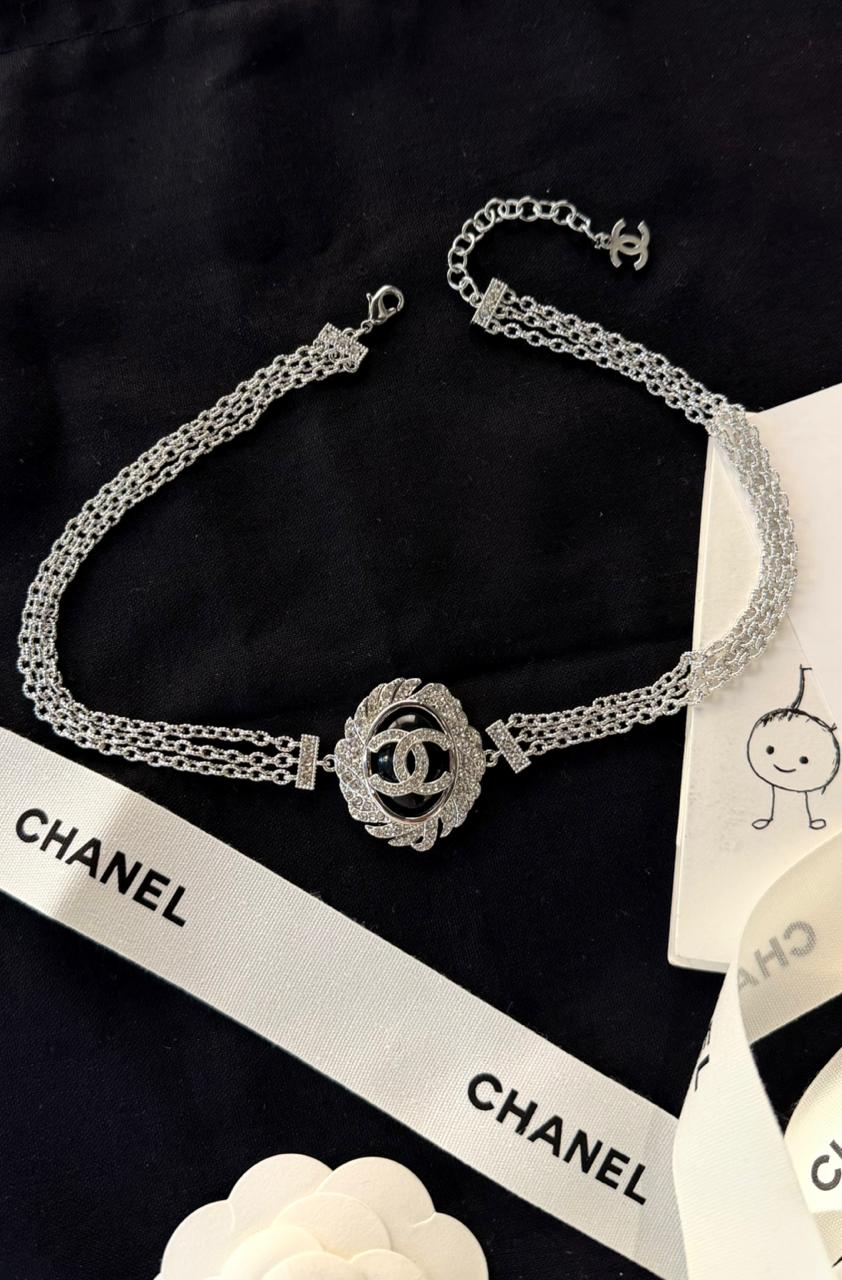 Chanel CC Crystal Multi-Strand necklace Silver