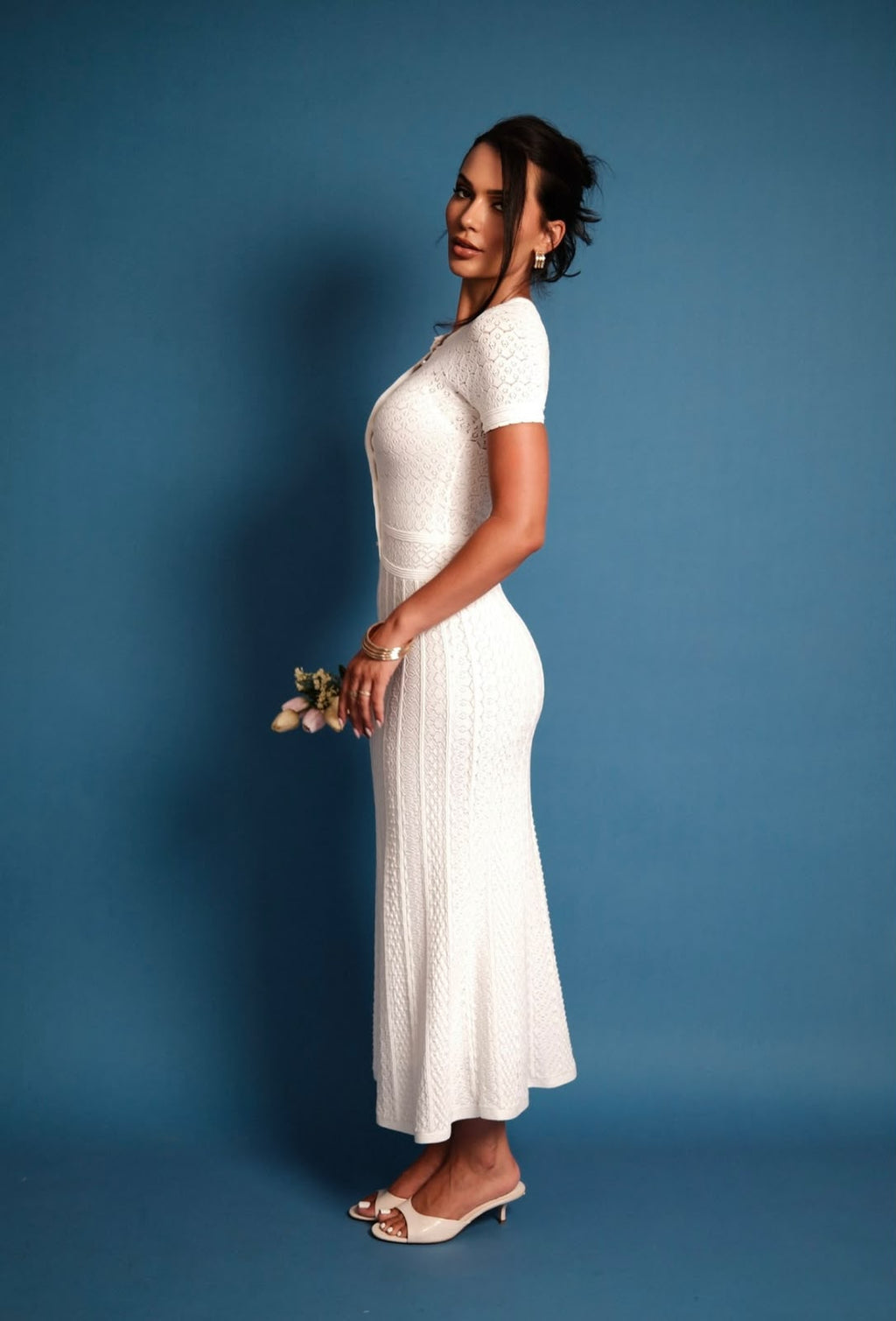 Sandro Short-Sleeve Knit Midi Dress