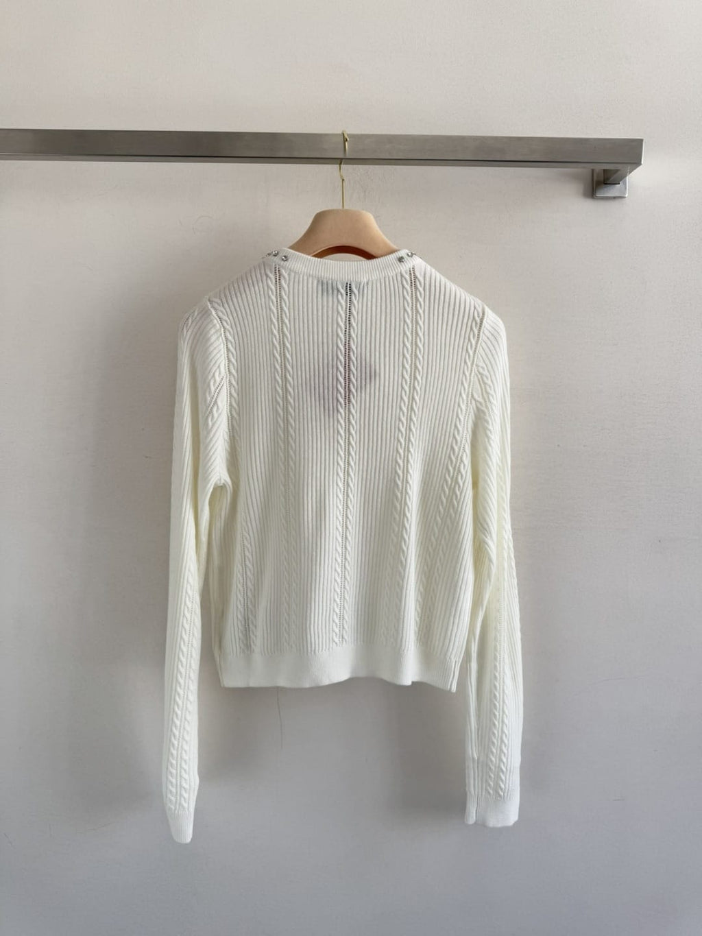 Miu Miu Crystal-Embellished Bow Cable-Knit Sweater