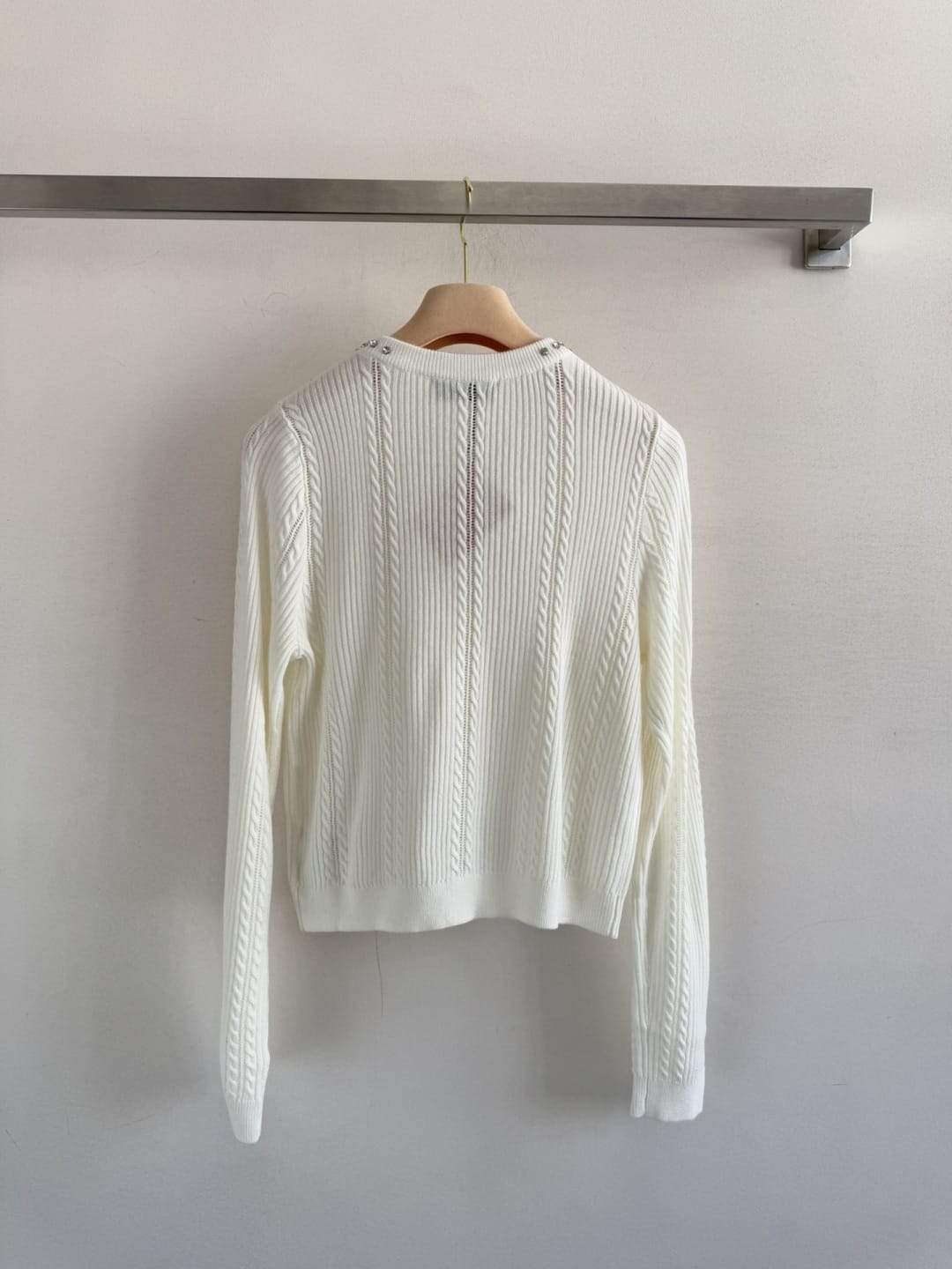 Miu Miu Crystal-Embellished Bow Cable-Knit Sweater