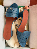 Loro Piana  Ostrich Leather Block-Heel