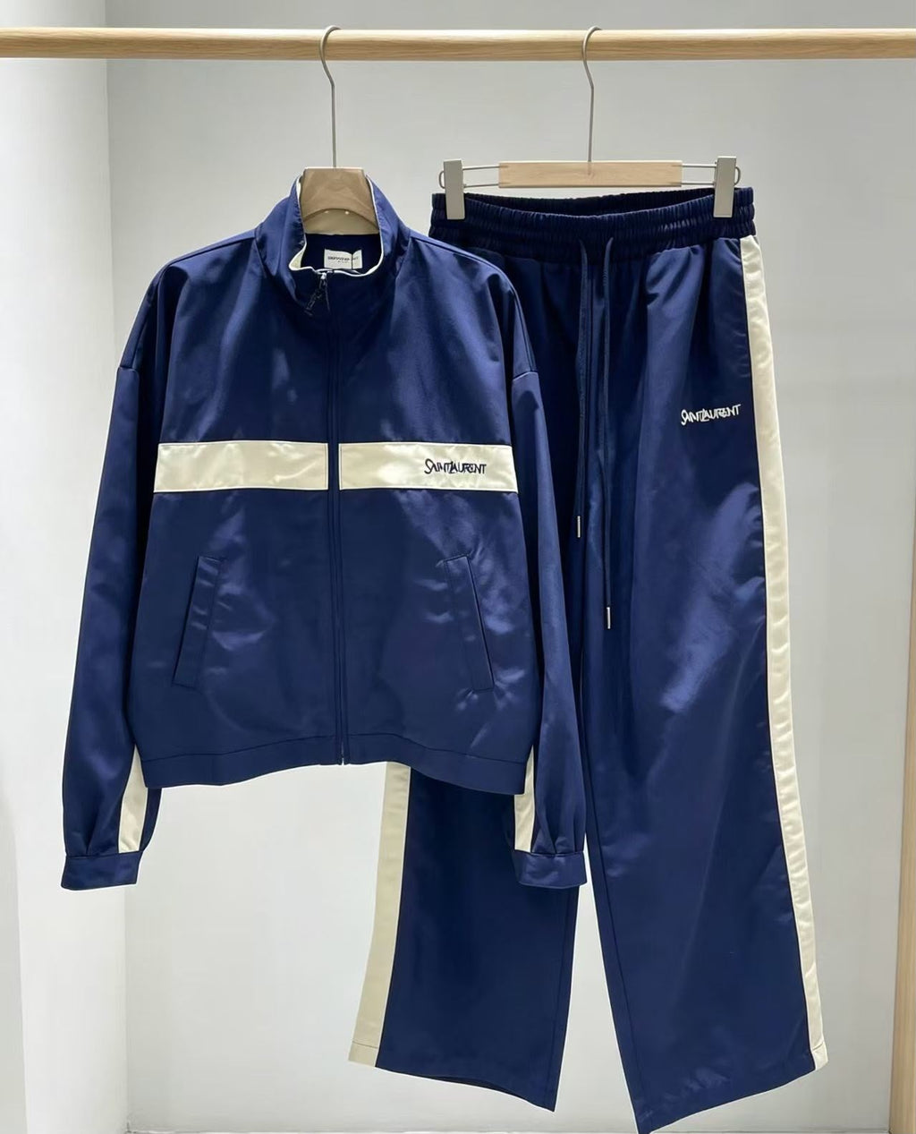 Saint Laurent Contrast Stripe Track Jacket and Pants Set