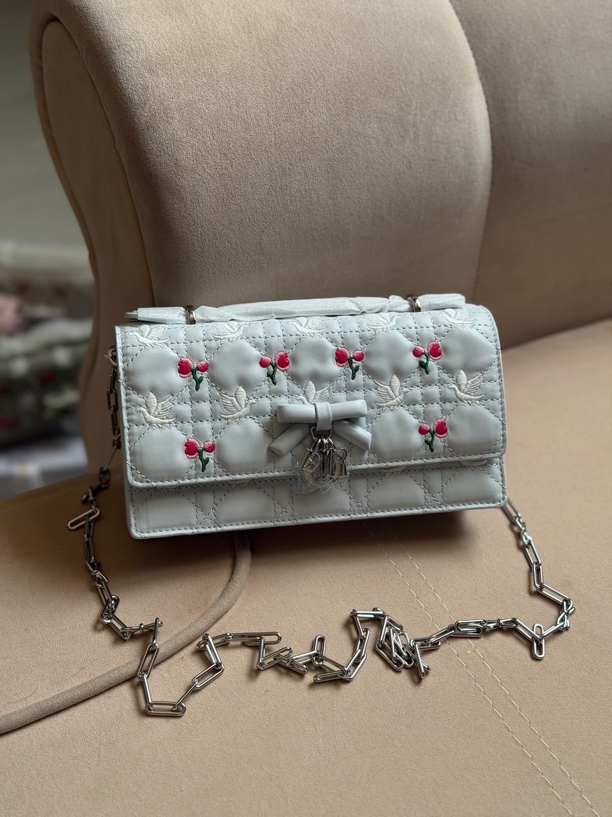 Dior Cherry and Bird Bow Chain Bag