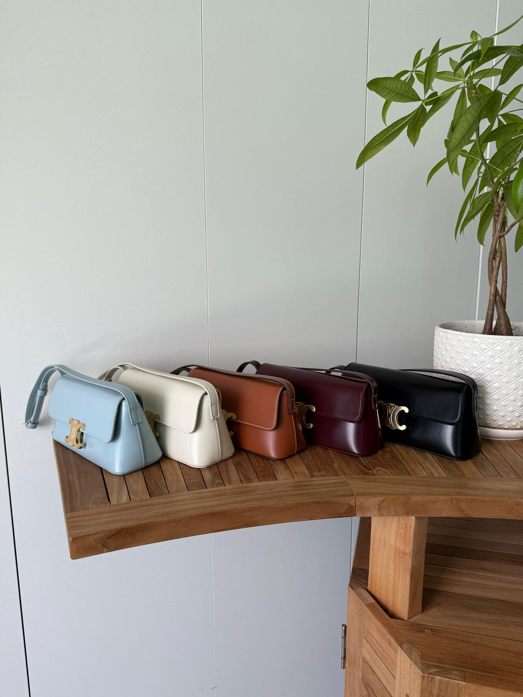 Celine Triomphe Shoulder Bag Burgundy Patent Leather