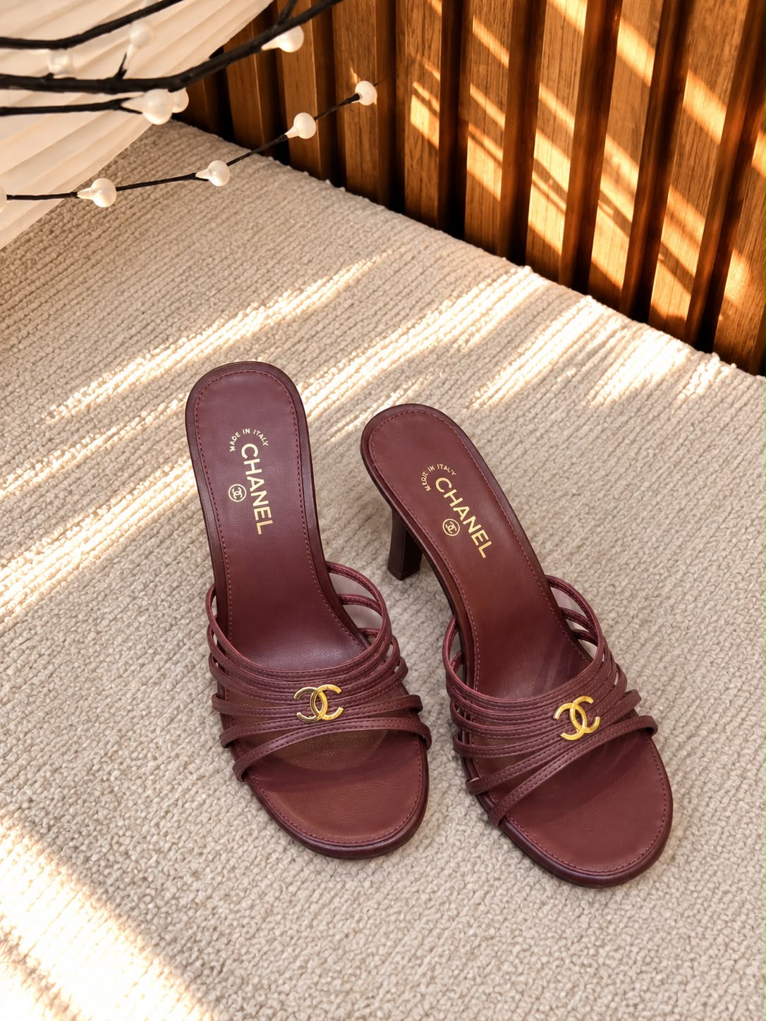 Chanel Strappy Mules with CC Logo
