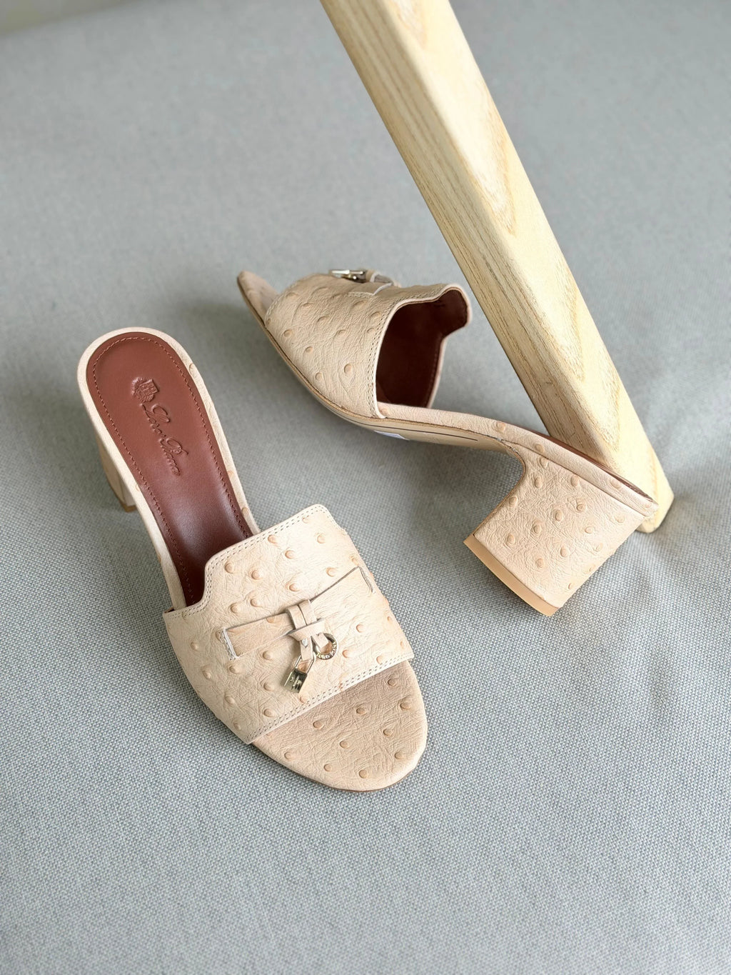 Loro Piana Summer Charms Sandal Flats Ostrich Leather