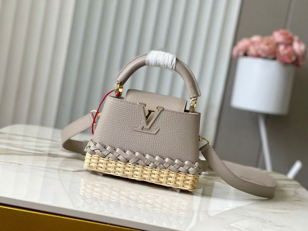 Louis Vuitton Wicker and Leather Handbag