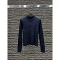 Chanel Camellia Embossed Ribbed High-Neck Knit Sweater